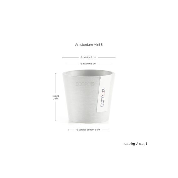 Ecopot Amsterdam 8 Pure White