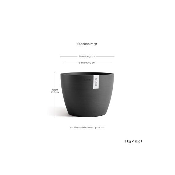 Ecopot Stockholm 31 Dark Grey