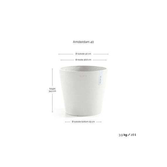 Ecopot Amsterdam 40 Pure White