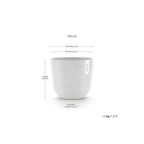 Ecopot Oslo 25 Pure White