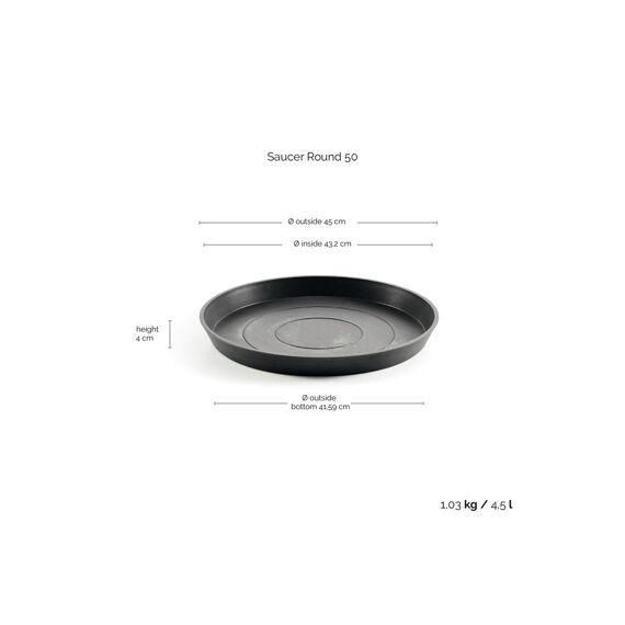 Ecopot Saucer Round 50 Dark Grey