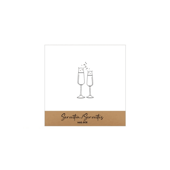 Servetten 12.5x12.5cm Blanco Glazen 15st