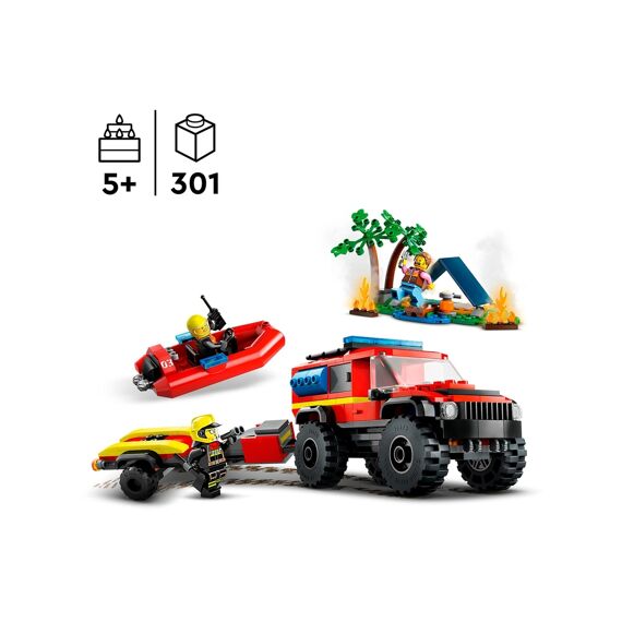 LEGO City 60412 4X4 Brandweerauto Met Reddingsboot