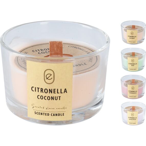 Citronella Kaars In Glas 5Cm 4 Kleuren Assortiment Prijs Per Stuk