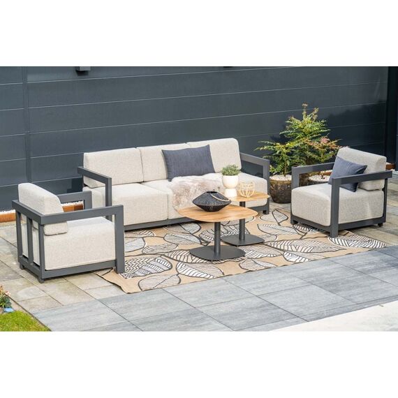 Serena Loungeset 5-Delig Carbon Black/Merino Sand/Teak Look