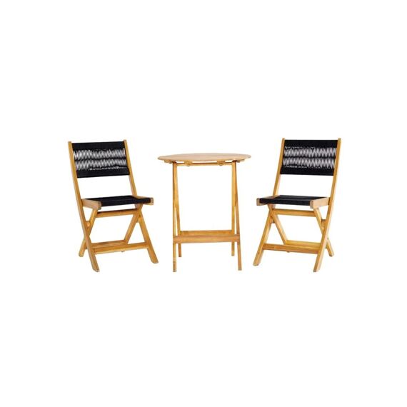 Lanzarote Bistro Set Acacia/Black Rope