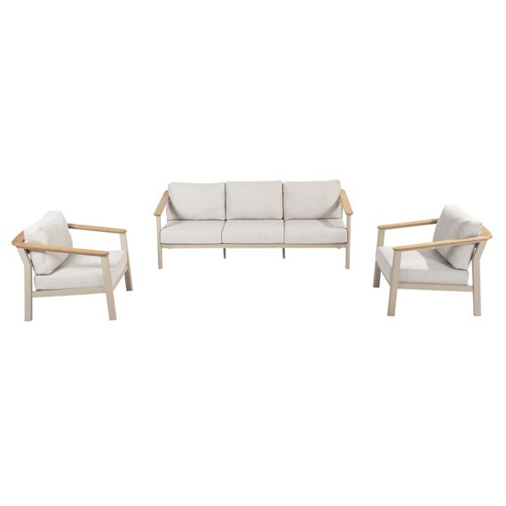 4 Seasons Olivia Loungeset Alu + Teak 3-Zit + 2 1-Zits Latte