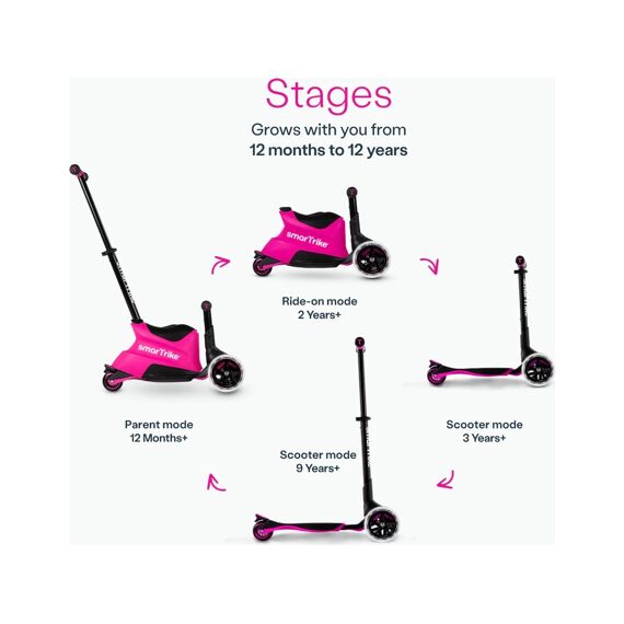 Smartrike Xtend Scooter Ride-On Pink