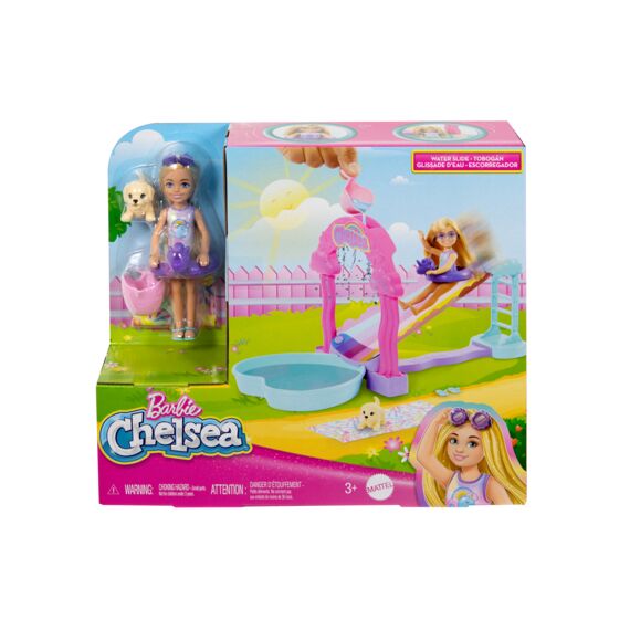 Barbie Chelsea Waterglijbaan Regenboog Met Hond En Accessoires