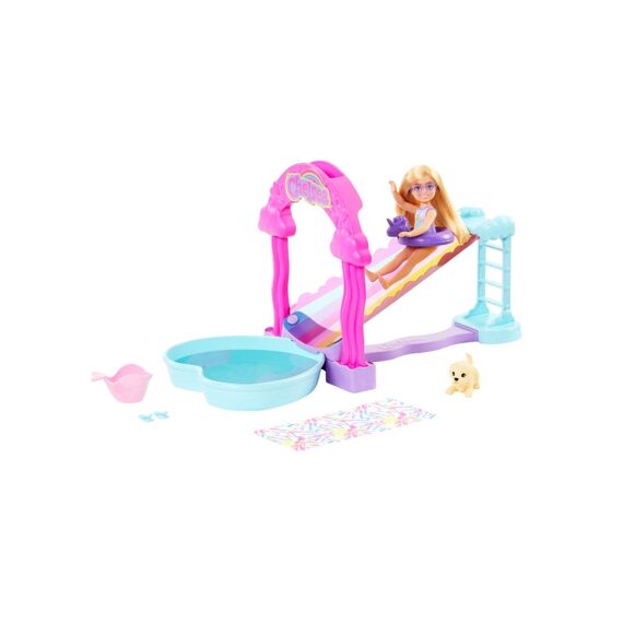 Barbie Chelsea Waterglijbaan Regenboog Met Hond En Accessoires