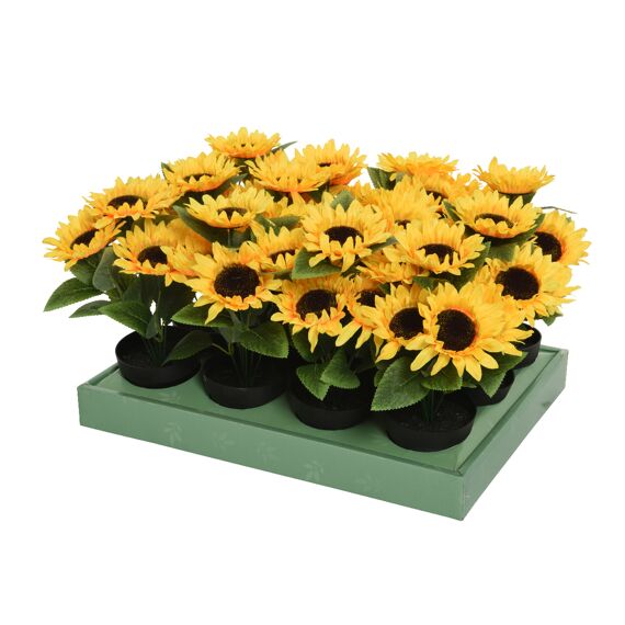 Zonnebloem In Pot Polyester L25.00-W25.00-H28.00Cm Geel/Kleur(En)