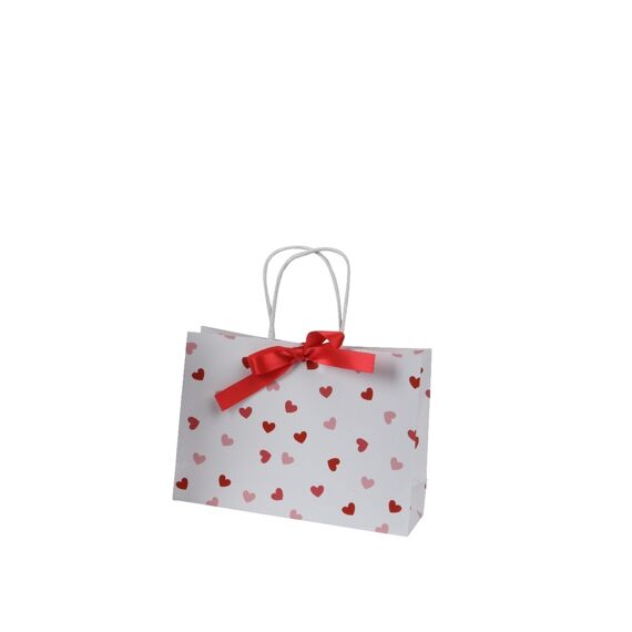 Giftbag Papier Met Handvat L8.00-W25.00-H18.00Cm Wit/Rood