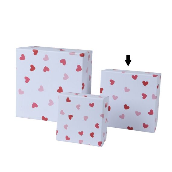 Giftbox Papier L13.00-W13.00-H6.00Cm Wit/Rood