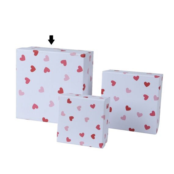 Giftbox Papier L17.00-W17.00-H8.00Cm Wit/Rood