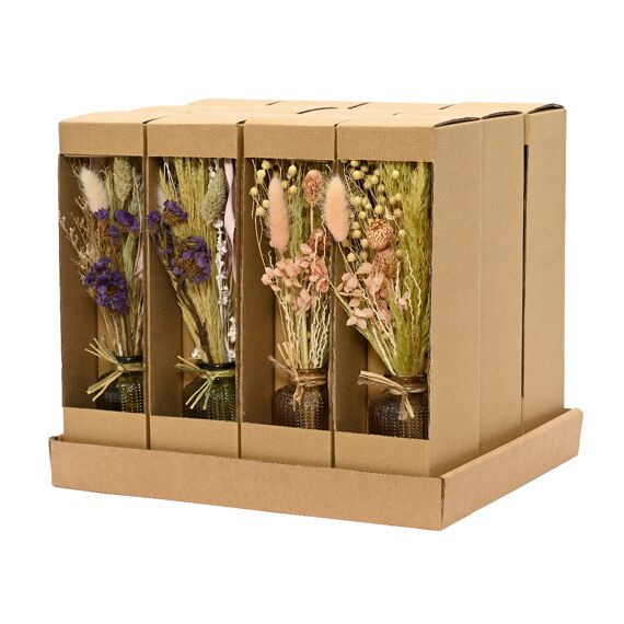 Vaas Droogbloem L9.00-W8.00-H30.00Cm 2 Assortiment Prijs Per Stuk