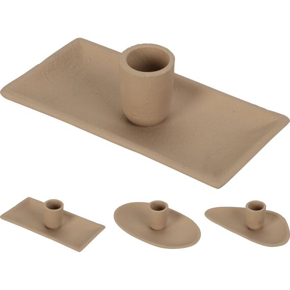 Kandelaar 13X8X3Cm 3 Assortiment Prijs Per Stuk Beige