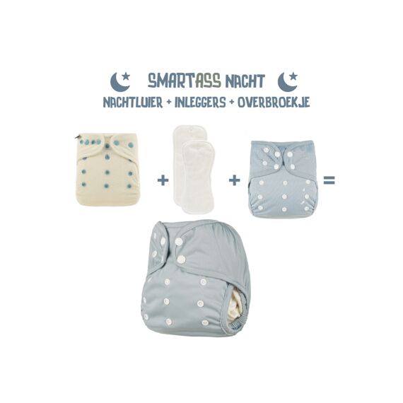 Smartass Diapers Wasbare Luier 2-Delig  Bamboe/Blauw