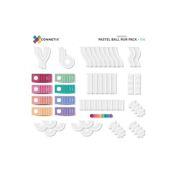 Connetix Magnetic Tiles Pastel Ball Run Pack 106 Stuks