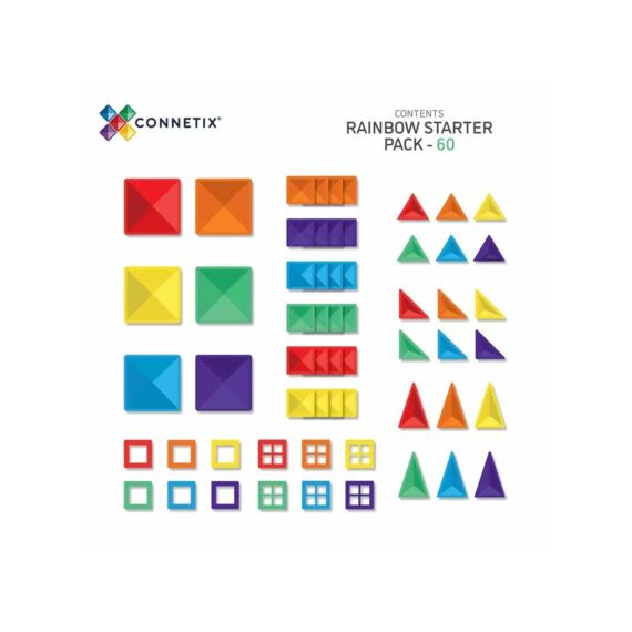 Connetix Magnetic Tiles Rainbow Starter Pack 60 Stuks
