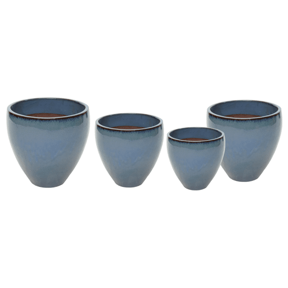 Bloempot Glazuur Belly Pot Noble Antic Blue D30Xh28Cm