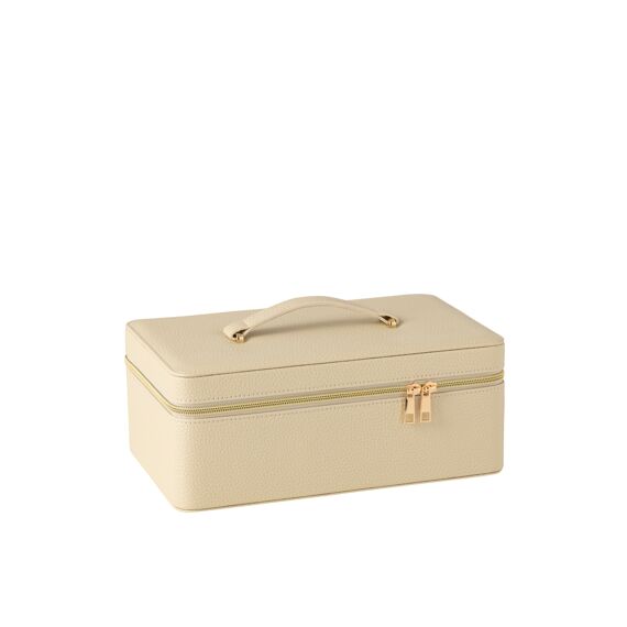 Cosmetica Doos Rechthoekig Kunstleder Beige 30X19X12Cm