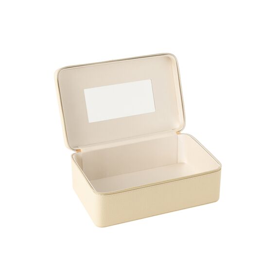 Cosmetica Doos Rechthoekig Kunstleder Beige 30X19X12Cm