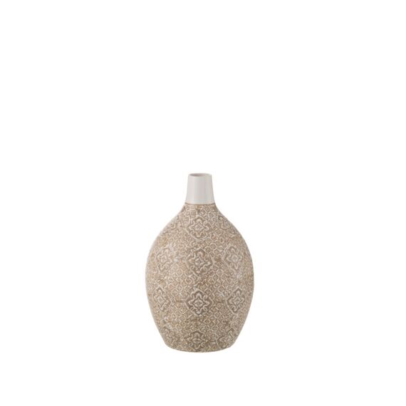 Vaas Wabi Rond Porselein Beige/Wit 20X20X33Cm