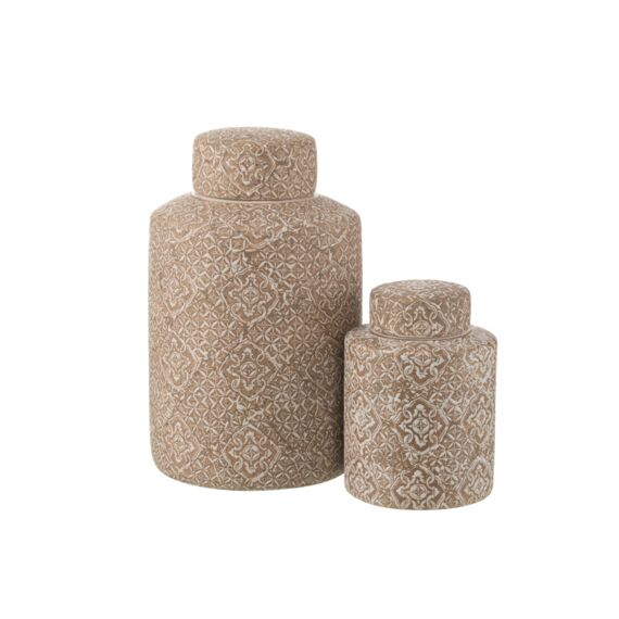 Pot Deco Wabi Porselein Beige/Wit L 20X20X30.5Cm