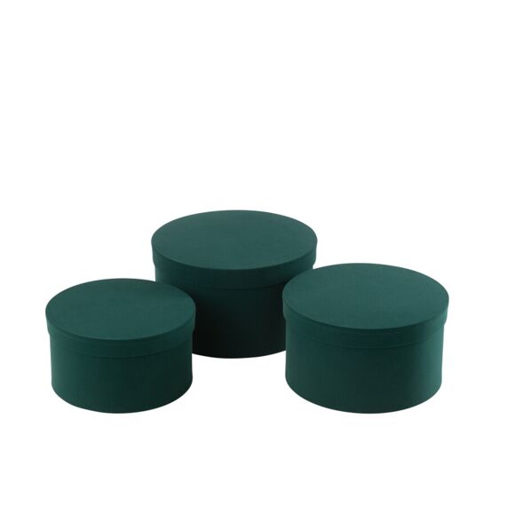 Doos Rond Plat Fluweel Pap Groen L 32X32X18Cm 1 Stuk