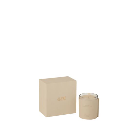 Geurkaars Leder Beige 40Uur 14X9X14.5Cm