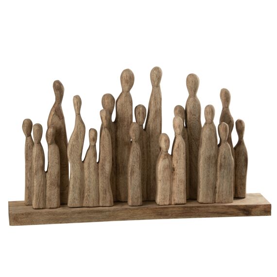 Grote Groep Figuren hout Nat 61.5X10.5X36Cm