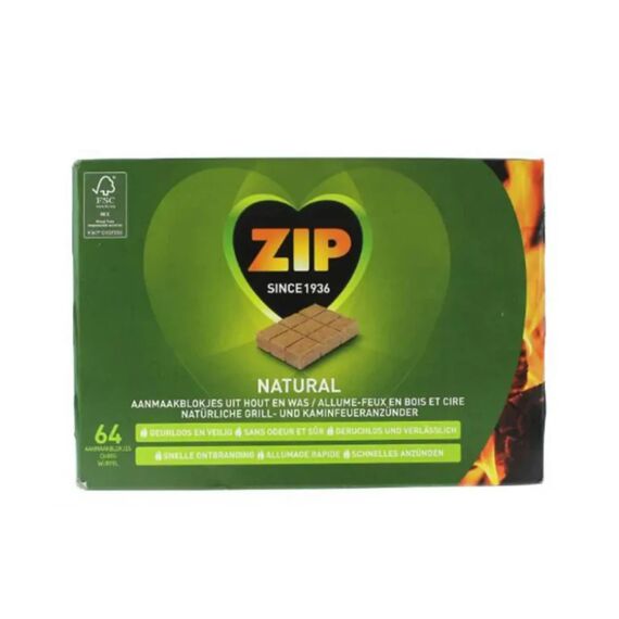 Zip Aanmaakblokjes 100% Naturel Bloc 64St