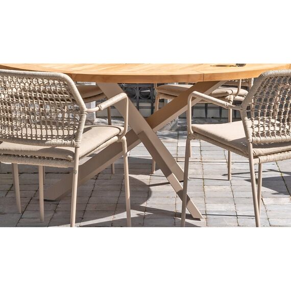 4 Seasons Prado Dining Table 160 Cm. Natural Teak Top + Onderstel Alu Latte