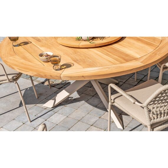 4 Seasons Prado Dining Table 160 Cm. Natural Teak Top + Onderstel Alu Latte