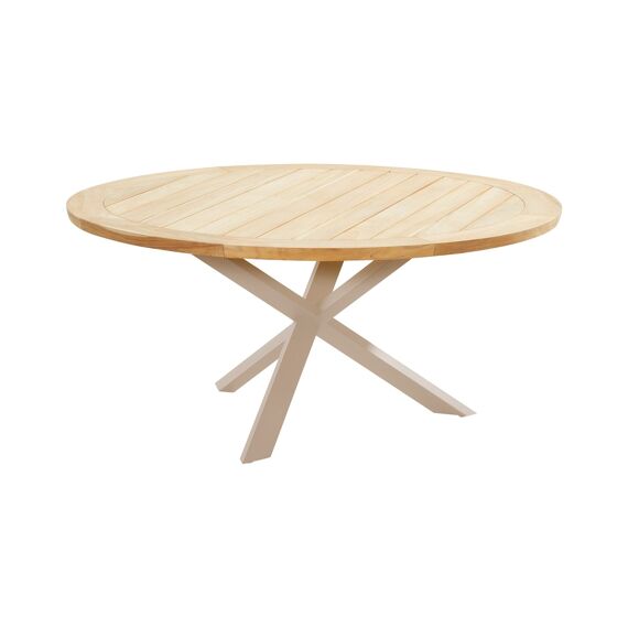 4 Seasons Prado Dining Table 160 Cm. Natural Teak Top + Onderstel Alu Latte