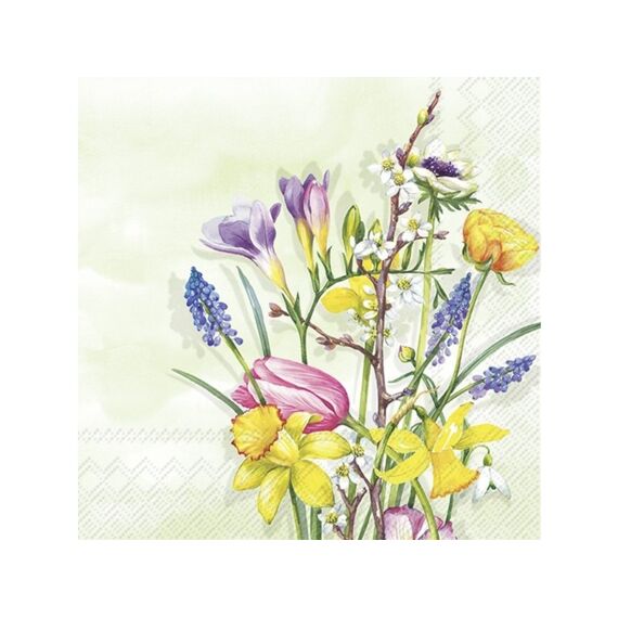 Ihr 10308 Spring Flowers Lunchservet Lightgreen