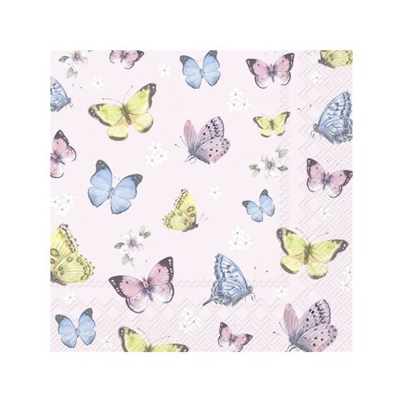 Ihr 10317 Romantic Butterflies Lunchservet Lightrose