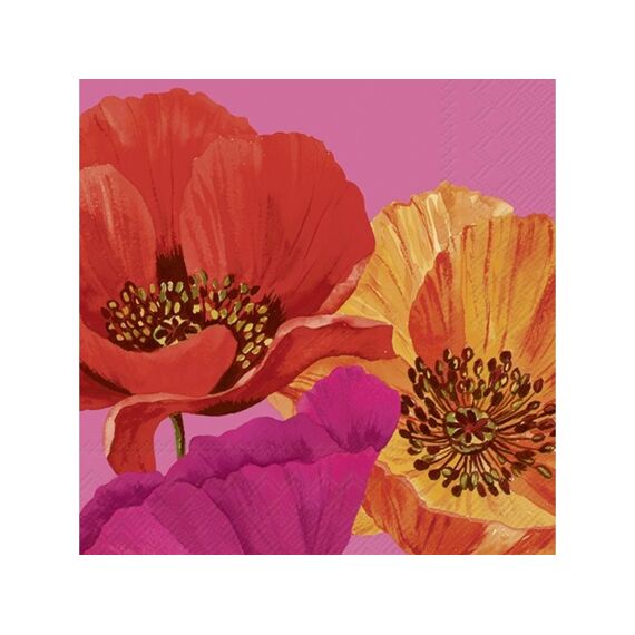 Ihr 10485 Joyful Poppy Lunchservet Pink