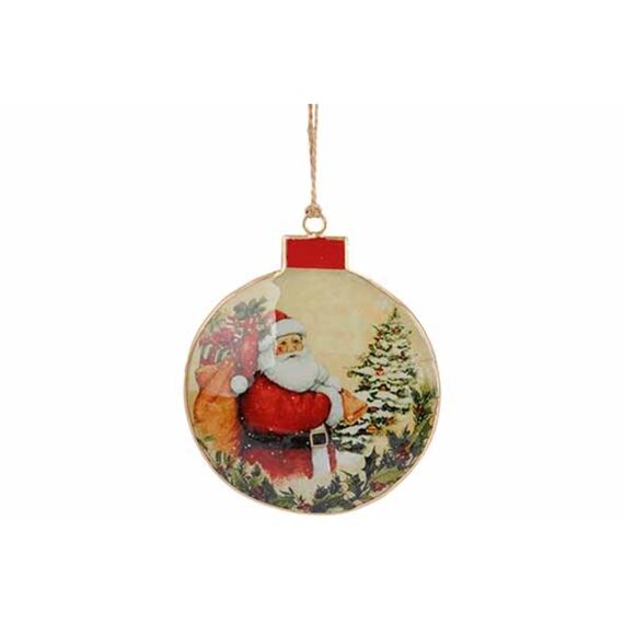 Cosy & Trendy Hanger Vintage Santa Ball Creme 9X11Cm Ijzer