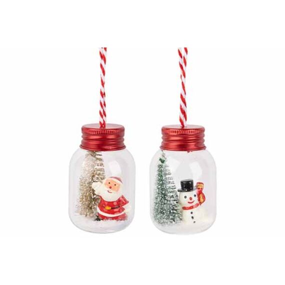 Cosy & Trendy Hanger Xmas Bottle Rood 4.5X4.5Xh7Cm Glas 2 Assortiment Prijs Per Stuk