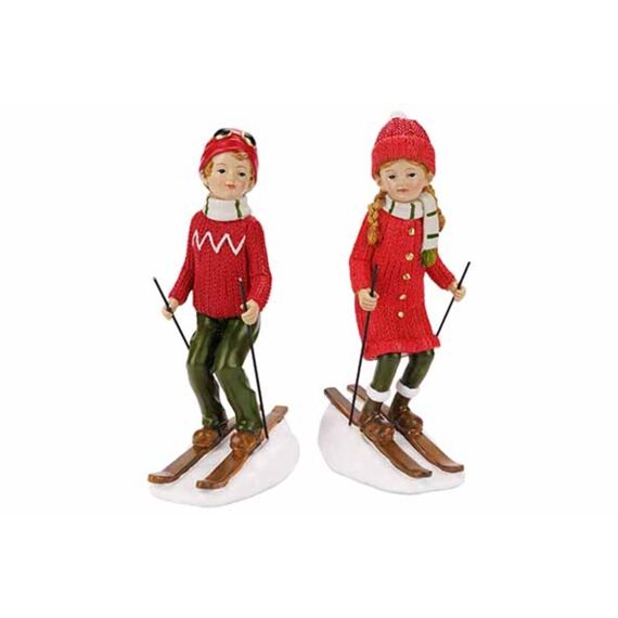 Cosy & Trendy Skier Rood 12X8Xh22Cm Polyresin 2 Assortiment Prijs Per Stuk