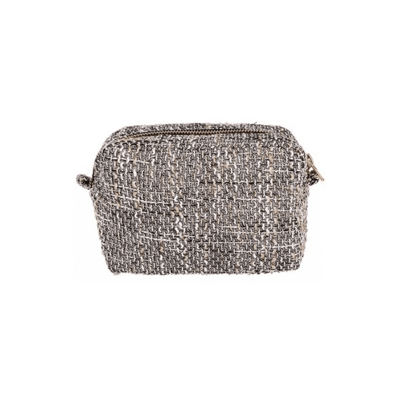 MAKE-UP BAG BEIGE ZWART 20X9XH14CM TEXTIEL