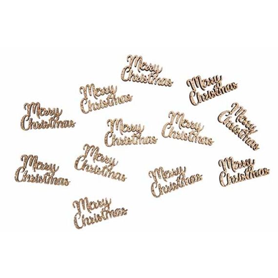 Cosy & Trendy Strooideco Merry Christmas Champagne 9X2Xh12Cm Hout Set Van 12