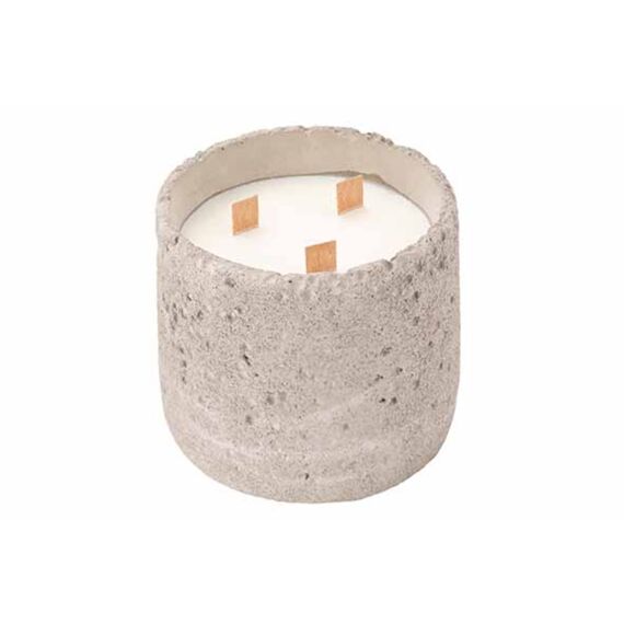 Geurkaars Rustic Wood Wick Grijs 14X14Xh13.5Cm Cement