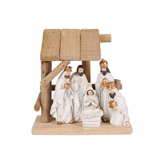 Cosy & Trendy Kerststal Natuur 16X9Xh17Cm Hout Resine