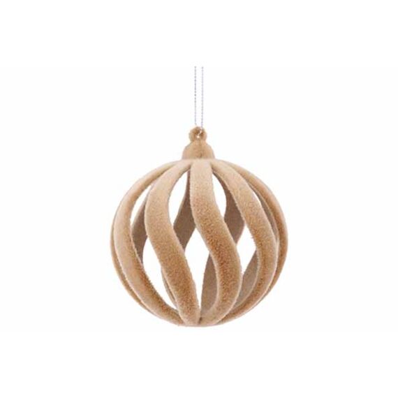 Cosy & Trendy Hanger Ball Spiral Flocked Beige 7Cm Kunststof