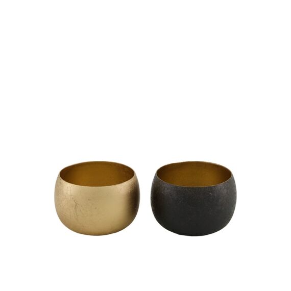 Tealight Holder Metal Black/Gold 8X8X6Cm