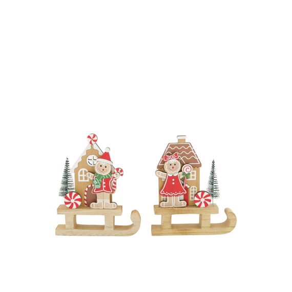 Dijk Sleigh With Gingerbread Man Multi 14X2,5X17,5Cm 2 Assortiment Prijs Per Stuk