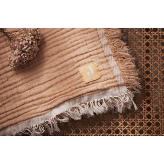 Jollein Deken Wieg 75X100Cm Fringe Moonstone/Ivory Gots