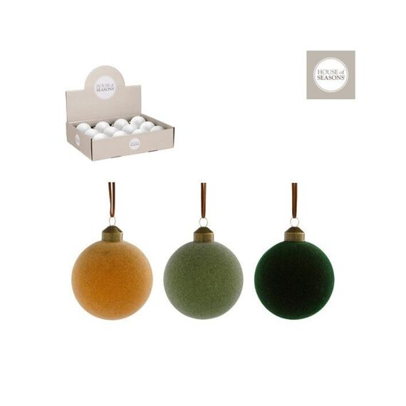 House of Seasons Bal Glas Donkergroen Lichtgroen Geel D8Cm Assortiment Prijs Per Stuk